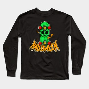 Zombie Skull Skateboard and Halloween Long Sleeve T-Shirt